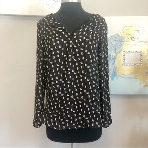 Zara Basics Black & Gold Polkadot Blouse